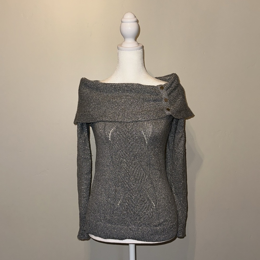 WHBM - gray sweater with silver sparkle - XS